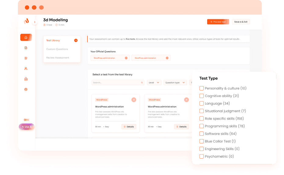 1. Select Role-Specific Assessments