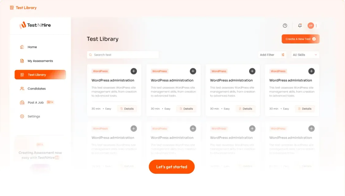 Comprehensive skill testing library interface