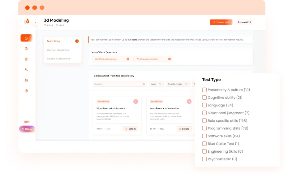 1. Select Role-Specific Assessments